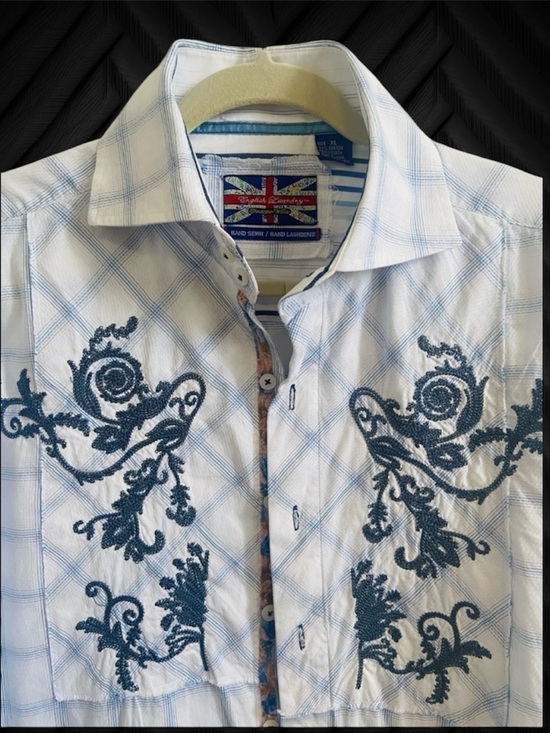 English Laundry Other - English Laundry Men’s XL Embroidered Button Down Shirt Plaid Designer Casual